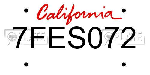 7FES072 California License Plate