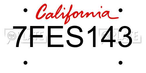 7FES143 California License Plate