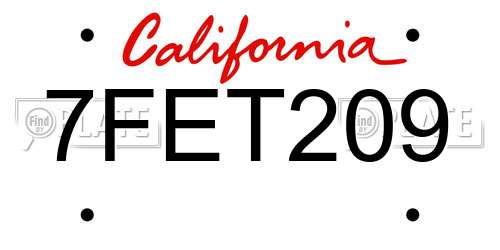 7FET209 California License Plate