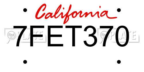 7FET370 California License Plate