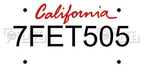 7FET505 California License Plate