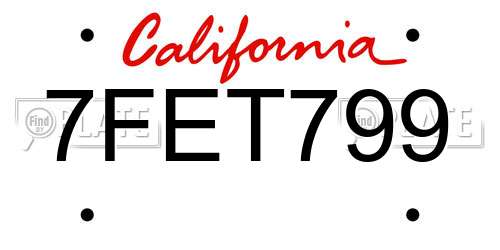 7FET799 California License Plate