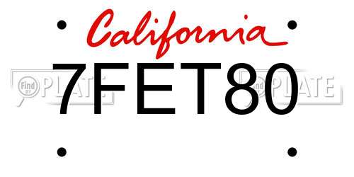 7FET80 California License Plate