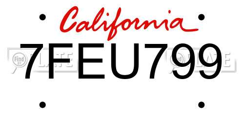 7FEU799 California License Plate