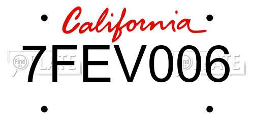 7FEV006 California License Plate