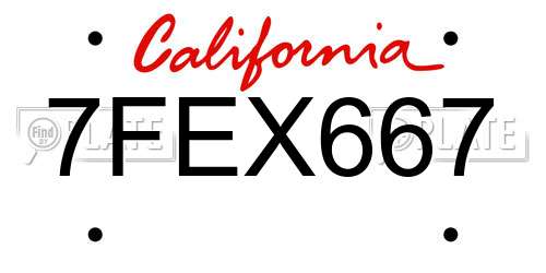 7FEX667 California License Plate