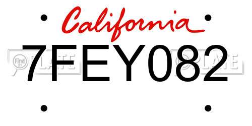 7FEY082 California License Plate