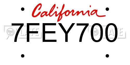 7FEY700 California License Plate