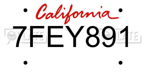 7FEY891 California License Plate