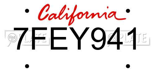7FEY941 California License Plate