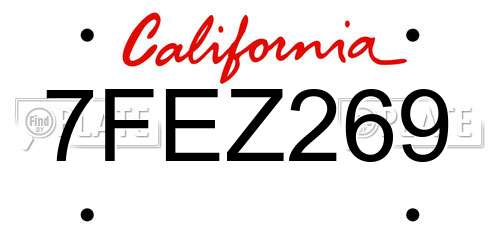 7FEZ269 California License Plate