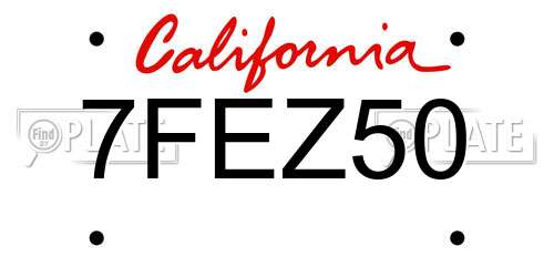 7FEZ50 California License Plate