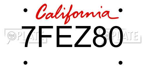 7FEZ80 California License Plate