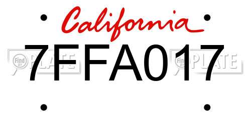 7FFA017 California License Plate