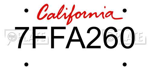 7FFA260 California License Plate