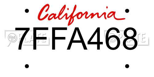 7FFA468 California License Plate