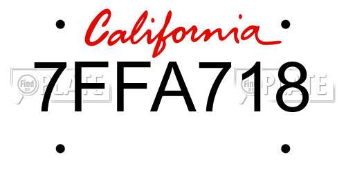 7FFA718 California License Plate