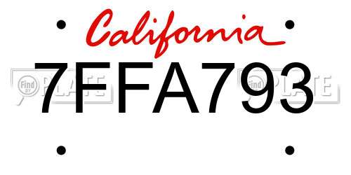 7FFA793 California License Plate