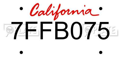 7FFB075 California License Plate