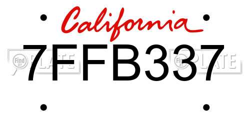 7FFB337 California License Plate