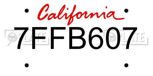 7FFB607 California License Plate