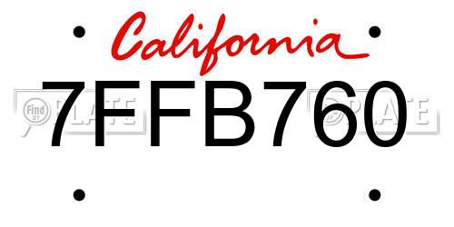 7FFB760 California License Plate