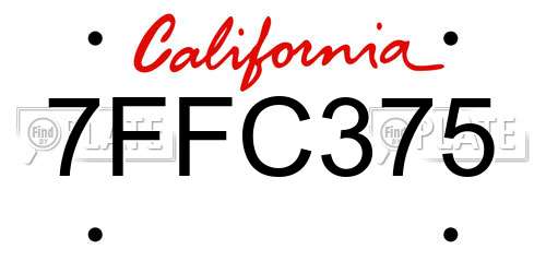 7FFC375 California License Plate