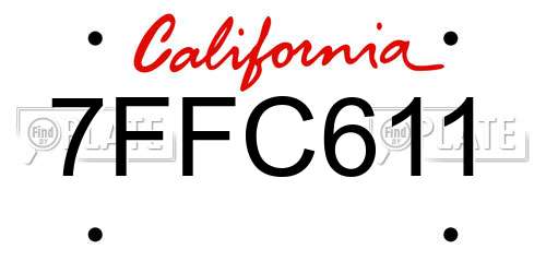 7FFC611 California License Plate