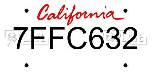 7FFC632 California License Plate