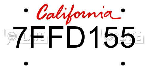 7FFD155 California License Plate
