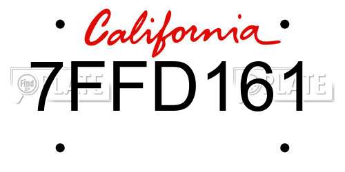 7FFD161 California License Plate
