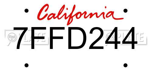 7FFD244 California License Plate