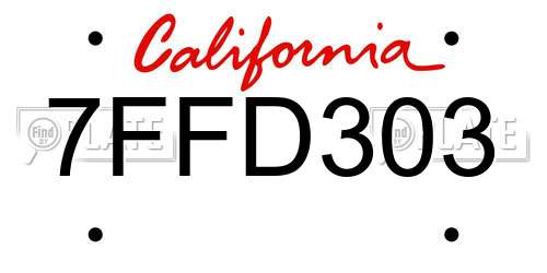 7FFD303 California License Plate