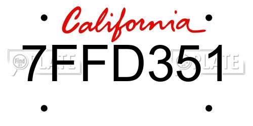 7FFD351 California License Plate