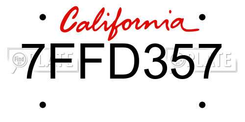 7FFD357 California License Plate