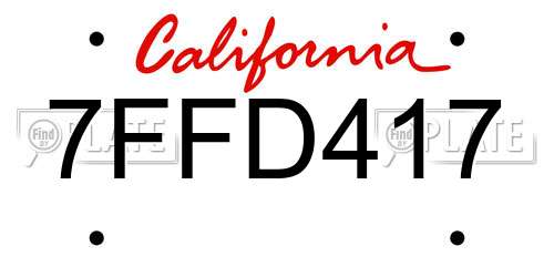 7FFD417 California License Plate