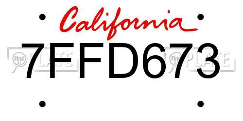 7FFD673 California License Plate