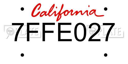 7FFE027 California License Plate