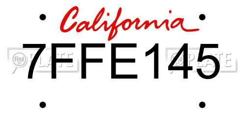 7FFE145 California License Plate