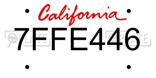 7FFE446 California License Plate