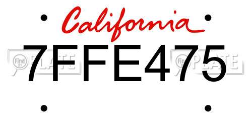 7FFE475 California License Plate