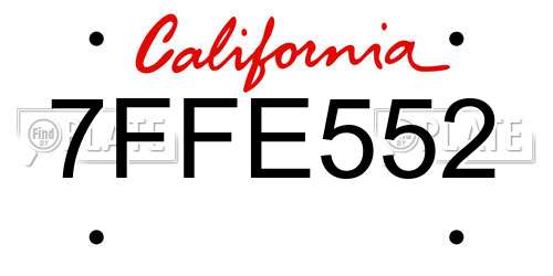 7FFE552 California License Plate