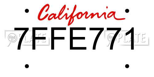 7FFE771 California License Plate