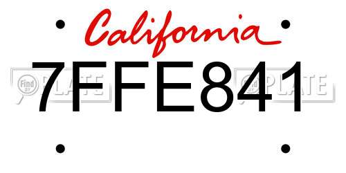 7FFE841 California License Plate