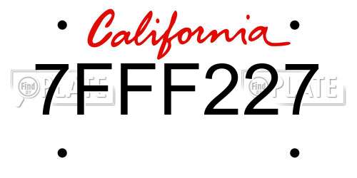 7FFF227 California License Plate