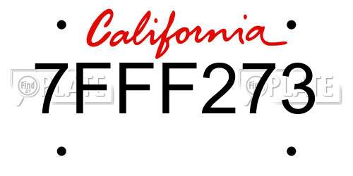 7FFF273 California License Plate