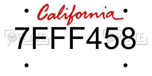 7FFF458 California License Plate