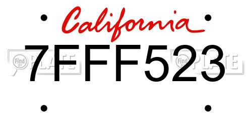7FFF523 California License Plate