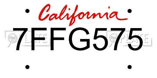 7FFG575 California License Plate