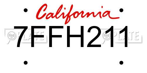 7FFH211 California License Plate
